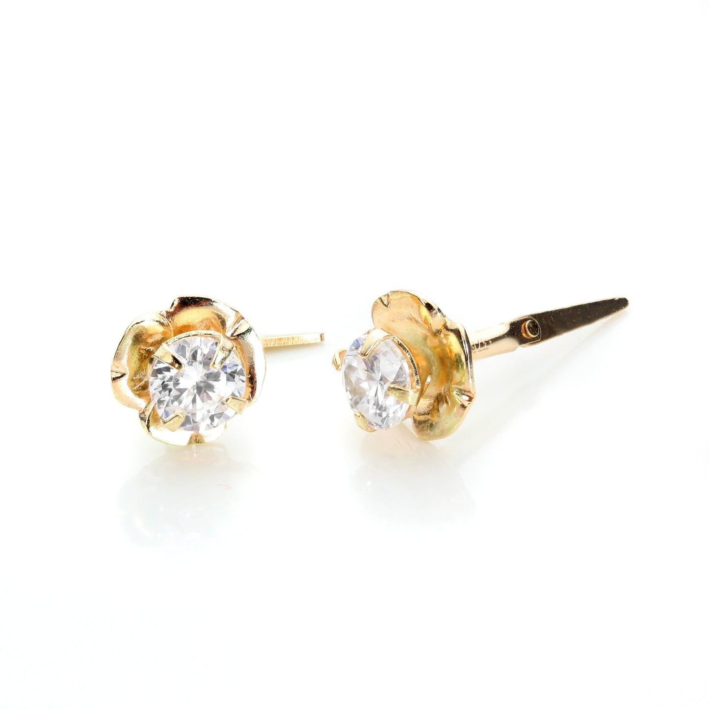 Andralok 9 Karat Gelbgold Kristall 3,5mm Blume Ohrstecker