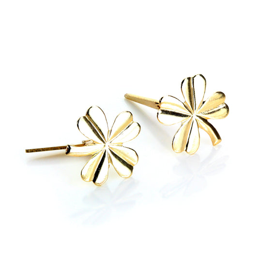 Andralok 9 Karat Gelbgold 4 Blatt Blume Ohrstecker