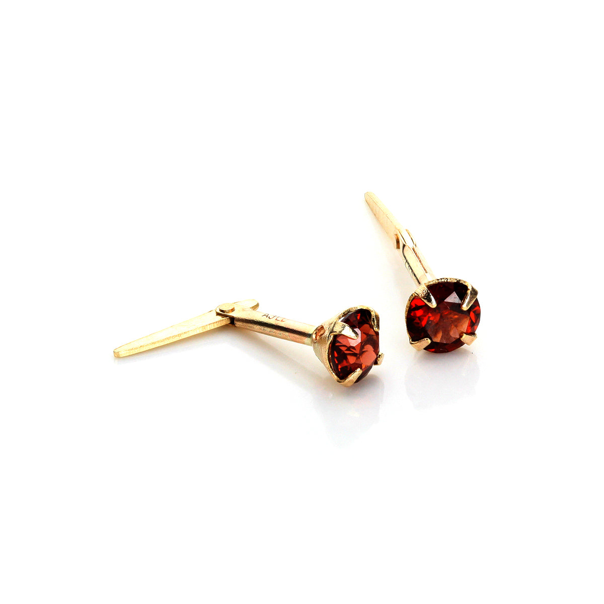 Andralok 3,5 mm runde Ohrstecker mit Edelstein aus 9 Karat Gelbgold