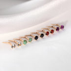 Andralok 3,5 mm runde Ohrstecker mit Edelstein aus 9 Karat Gelbgold