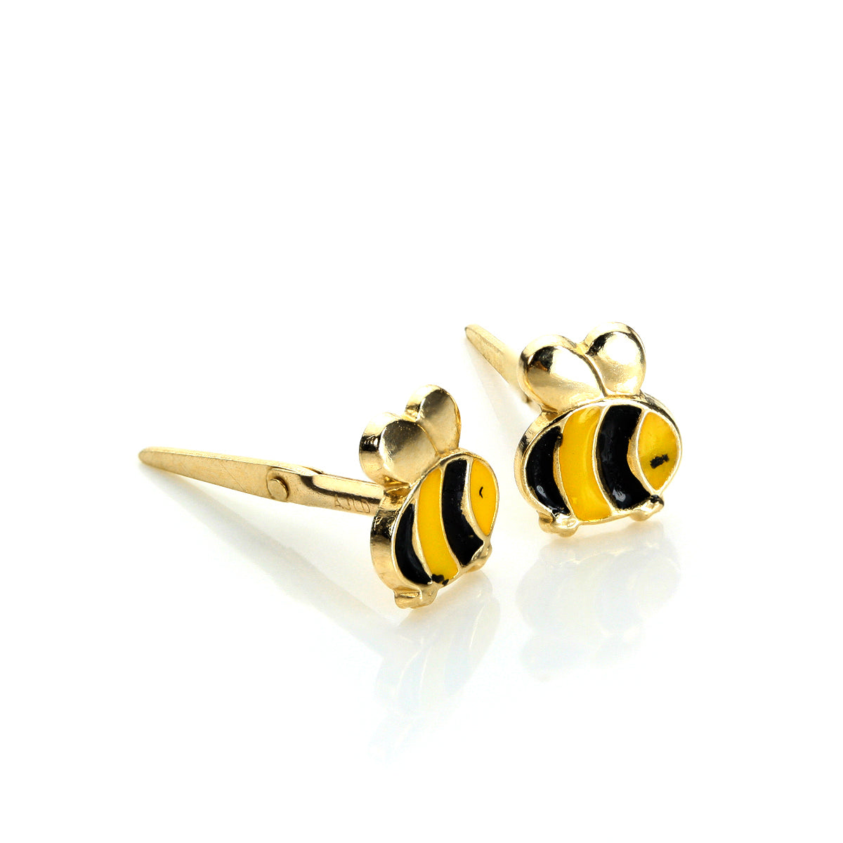 Andralok 9 Karat Gelbgold Emaille Hübsch Hummel - Ohrstecker