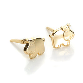 Andralok 9 Karat Gelbgold Nilpferd Ohrstecker