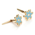 Andralok 9 Karat Gelbgold Emaille Blumen Ohrstecker