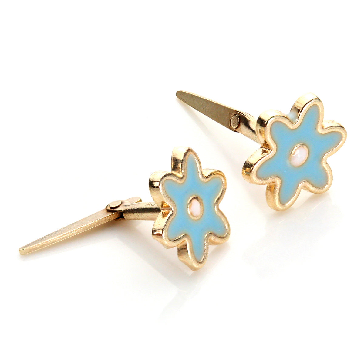 Andralok 9 Karat Gelbgold Emaille Blumen Ohrstecker