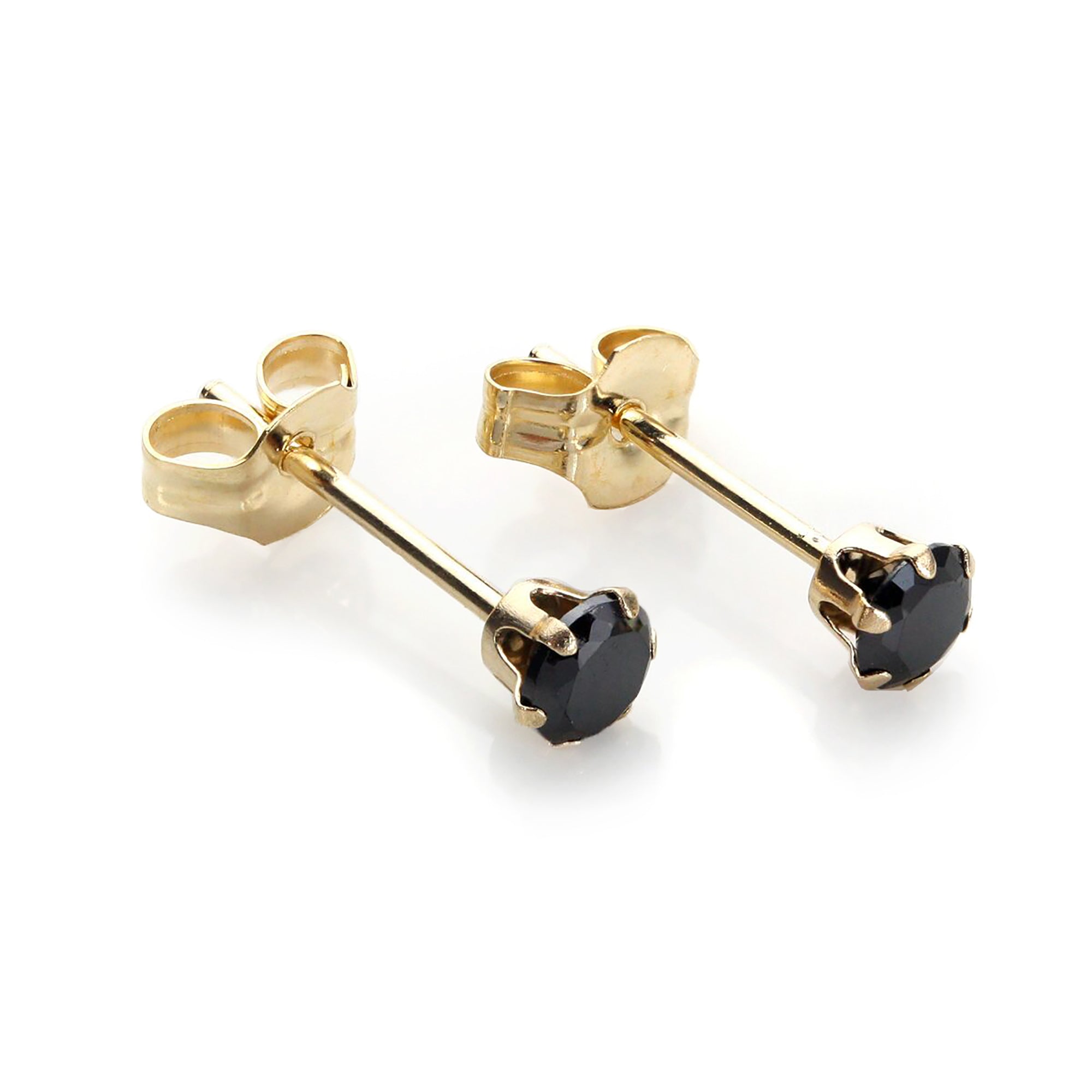 3 mm runde Ohrstecker mit Kristall aus 9 Karat Gelbgold