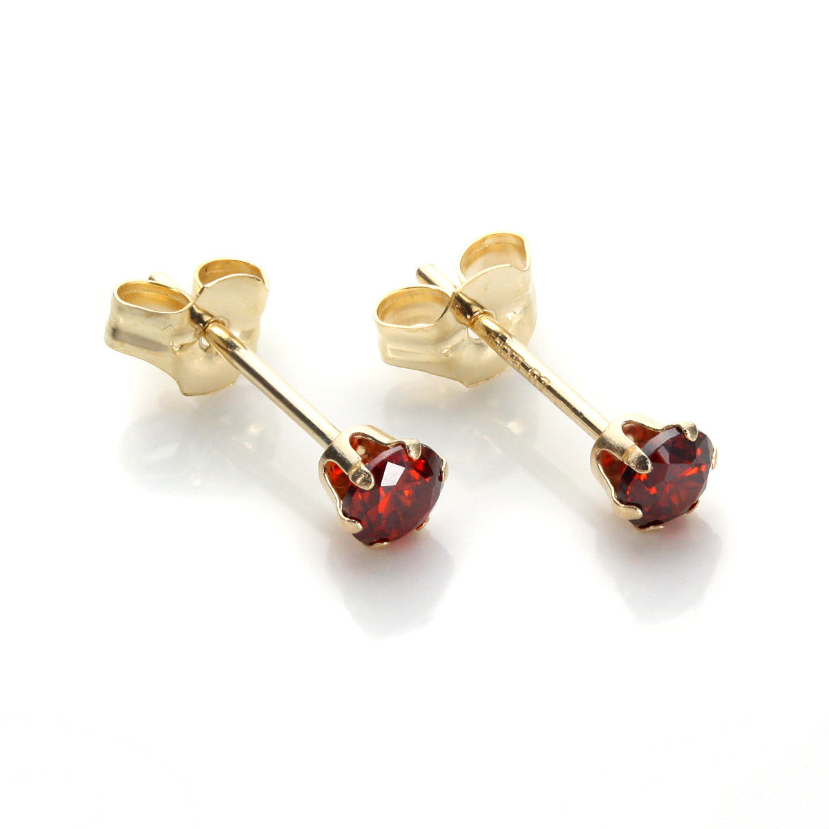 3 mm runde Ohrstecker mit Kristall aus 9 Karat Gelbgold