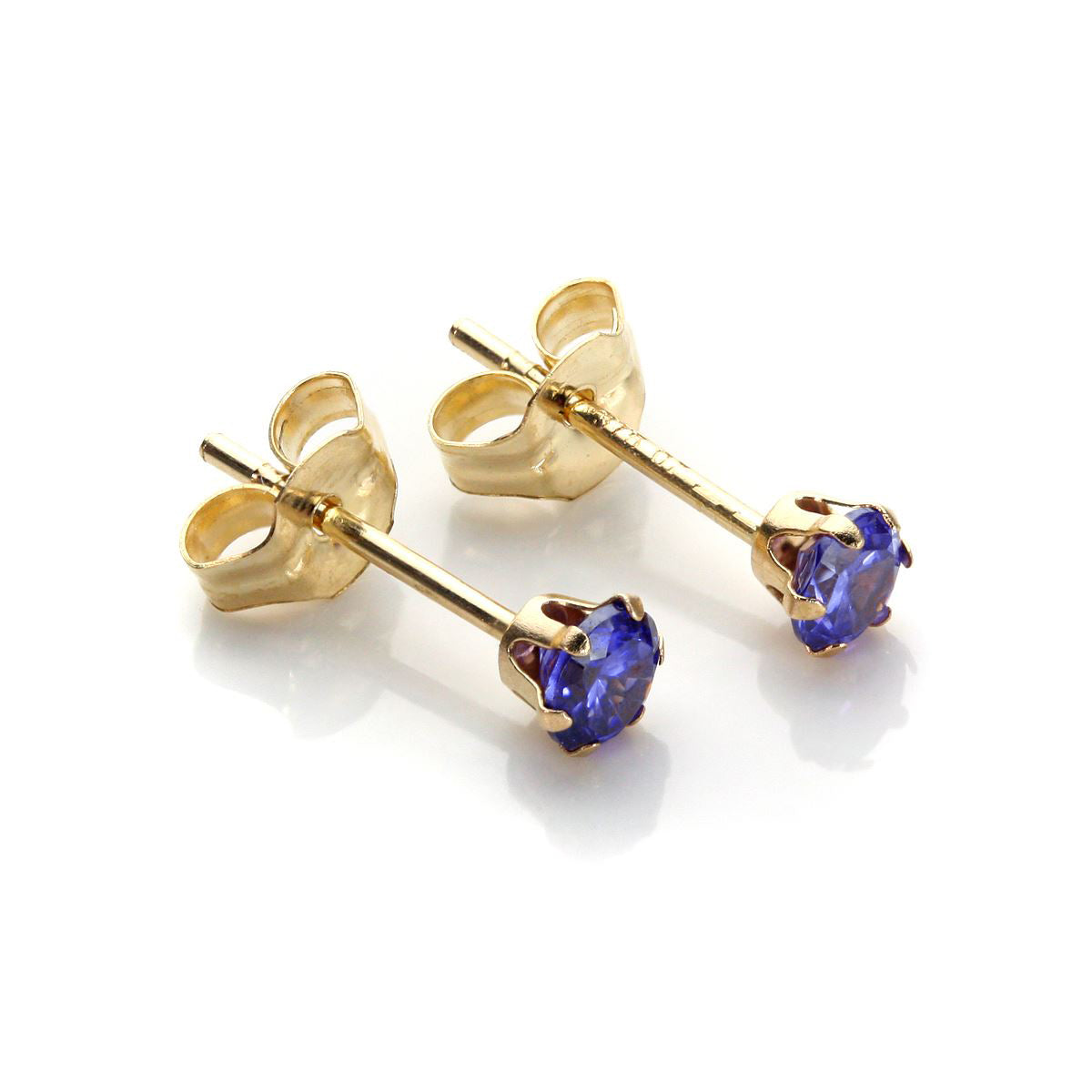 3 mm runde Ohrstecker mit Kristall aus 9 Karat Gelbgold