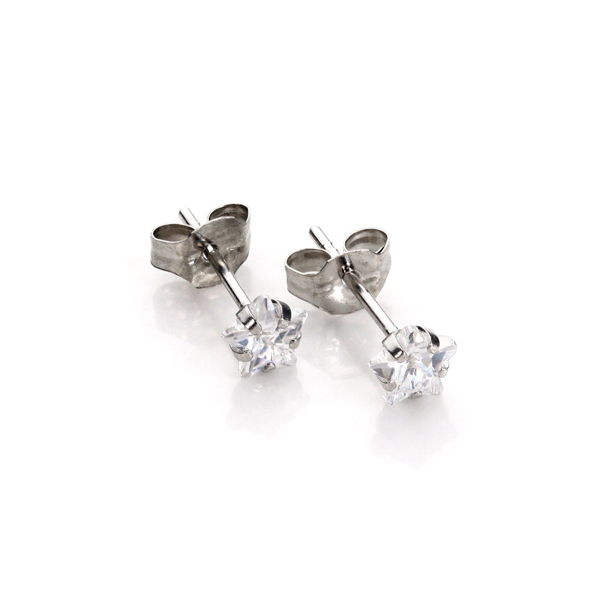 9 Karat Gelbgold Klar Kristall 4 mm Stern Ohrstecker