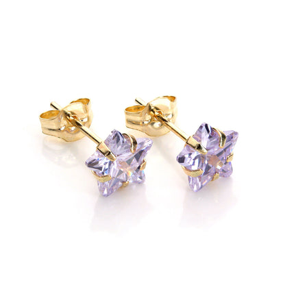 6mm Stern Ohrstecker mit Kristall aus 9ct Gelbgold