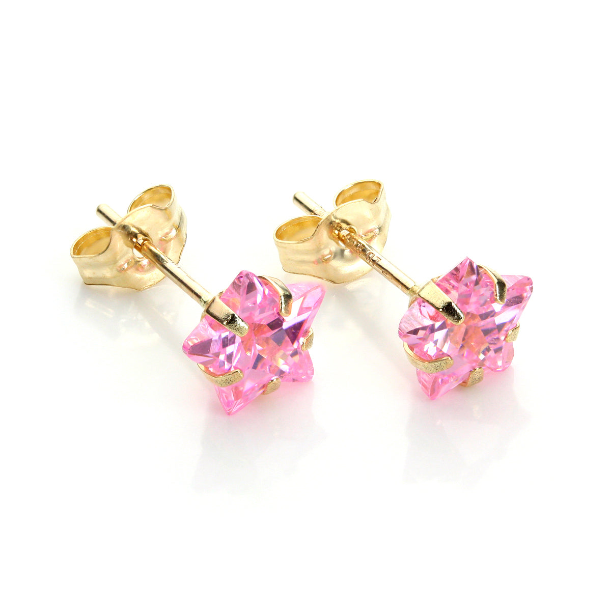 Ohrstecker aus 9 Karat Gelbgold mit Stern und Kristall, 6 mm