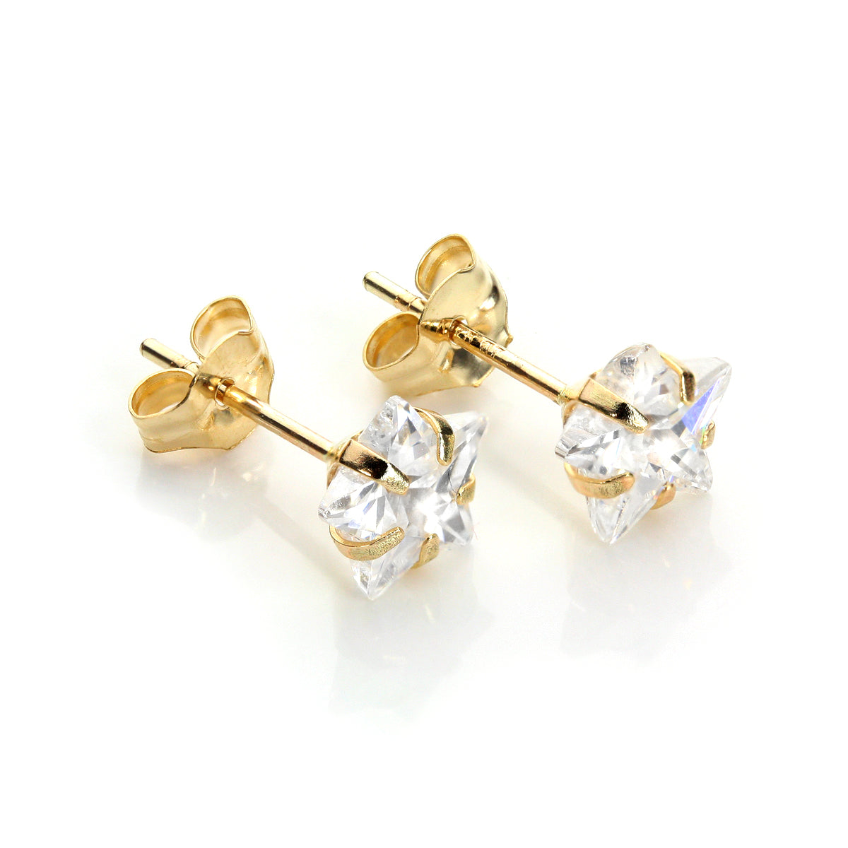 Ohrstecker aus 9 Karat Gelbgold mit Stern und Kristall, 6 mm