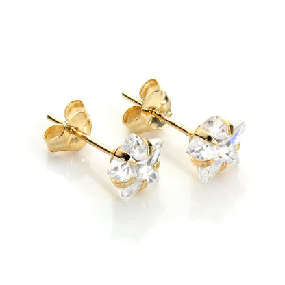 6mm Stern Ohrstecker mit Kristall aus 9ct Gelbgold