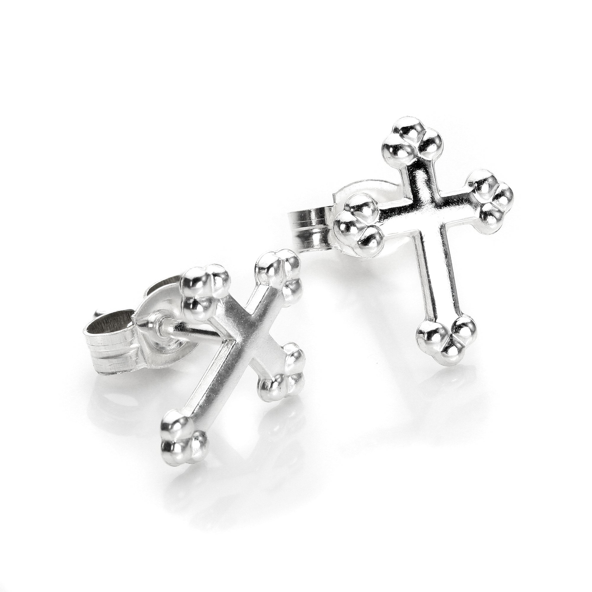 Sterlingsilber Erhöht Kreuz Ohrstecker