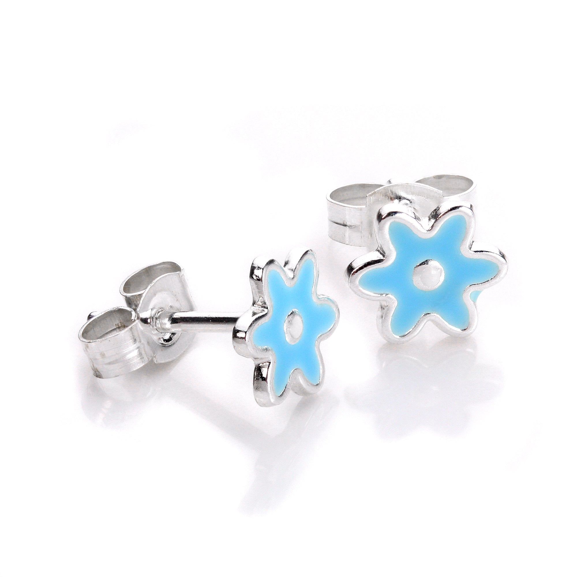 Sterlingsilber Emaille Blumen Ohrstecker