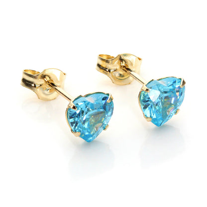 9ct Gelbgold CZ 5mm Herz Ohrstecker