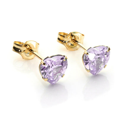 9ct Gelbgold CZ 5mm Herz Ohrstecker
