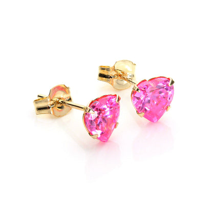 9ct Gelbgold CZ 5mm Herz Ohrstecker