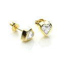 9 Karat Gelbgold Klar CZ 5 mm Herz Ohrstecker