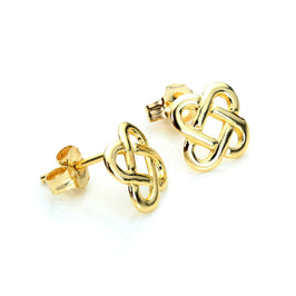 9 Karat Gelbgold Quadratisch Keltischer Knoten Ohrstecker