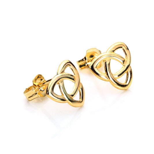 9ct Yellow Gold Triangular Celtic Knot Stud Earrings
