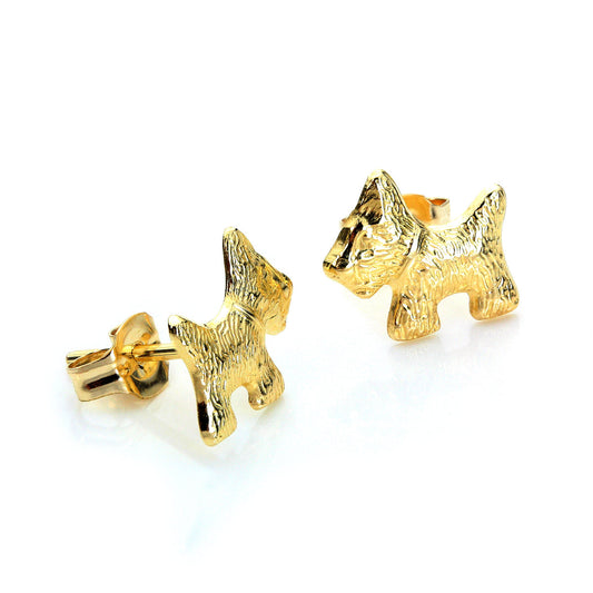  9 Karat Gelbgold Scotchterrier Ohrstecker