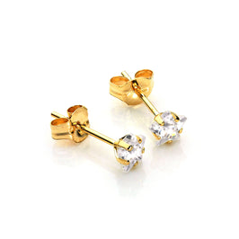 9 Karat Gelbgold Klar CZ 4 mm Stern Ohrstecker