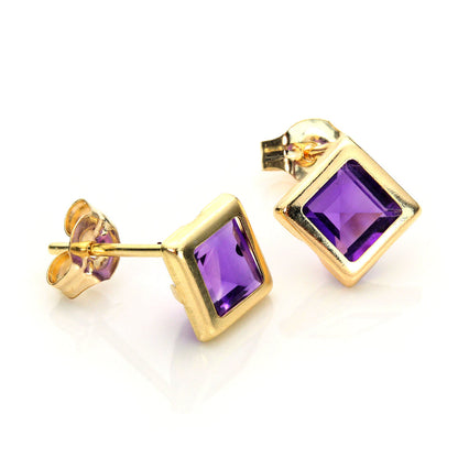 5 mm große Edelstein-Ohrstecker aus 9 Karat Gelbgold