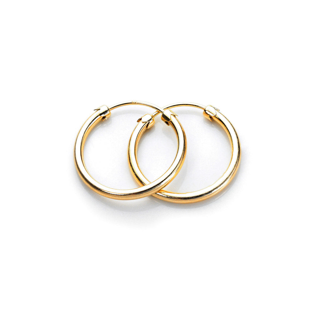Einfache Ohrringe aus 9 Karat Gelbgold mit Kappe 18 mm - 32 mm
