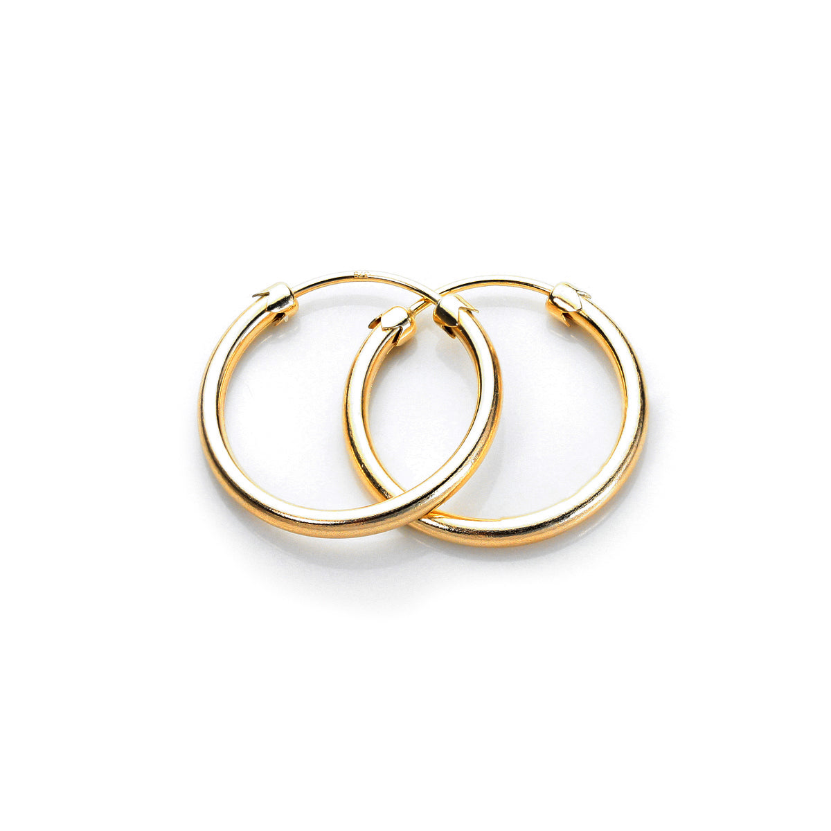 Einfache Ohrringe aus 9 Karat Gelbgold mit Kappe 18 mm - 32 mm