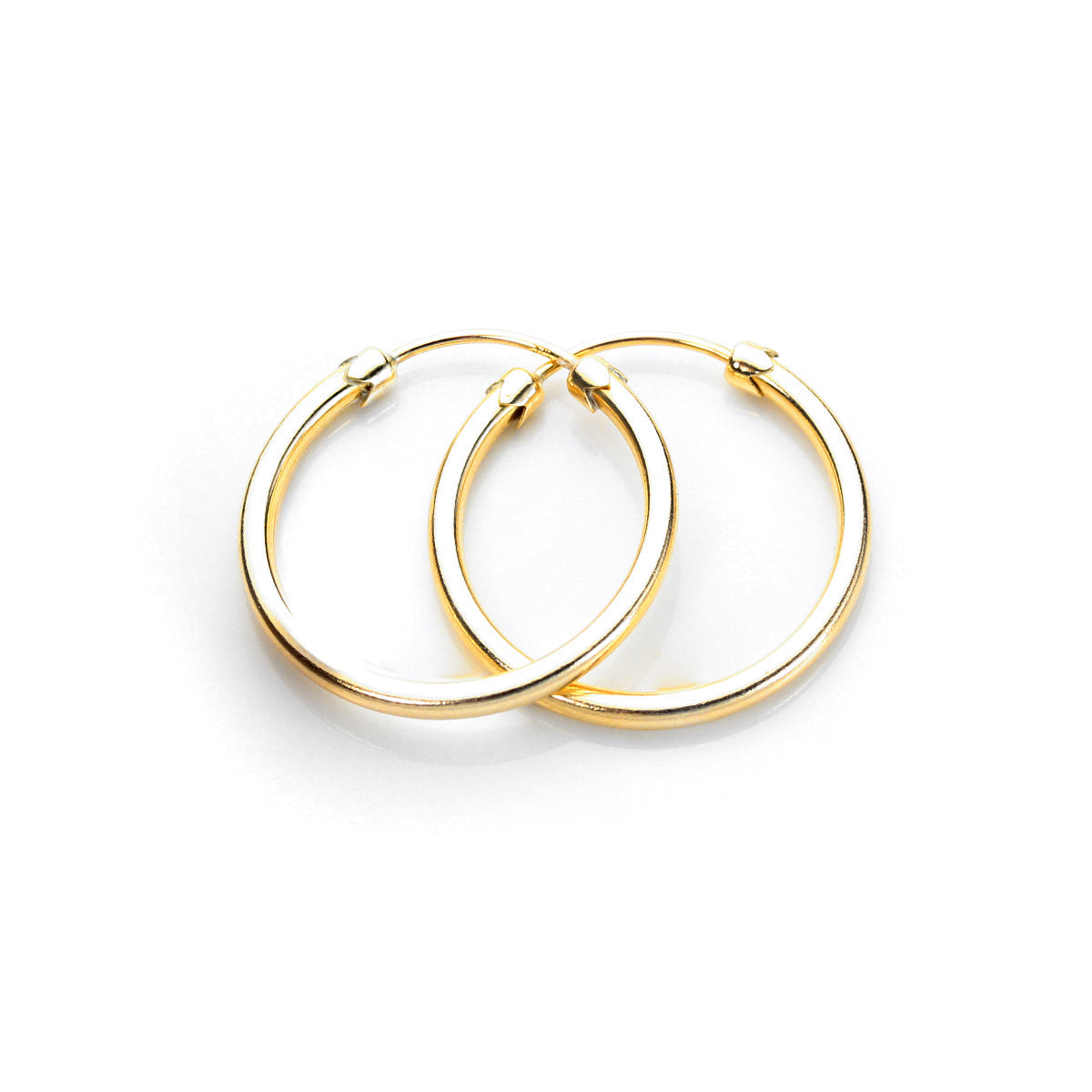 Einfache Ohrringe aus 9 Karat Gelbgold mit Kappe 18 mm - 32 mm