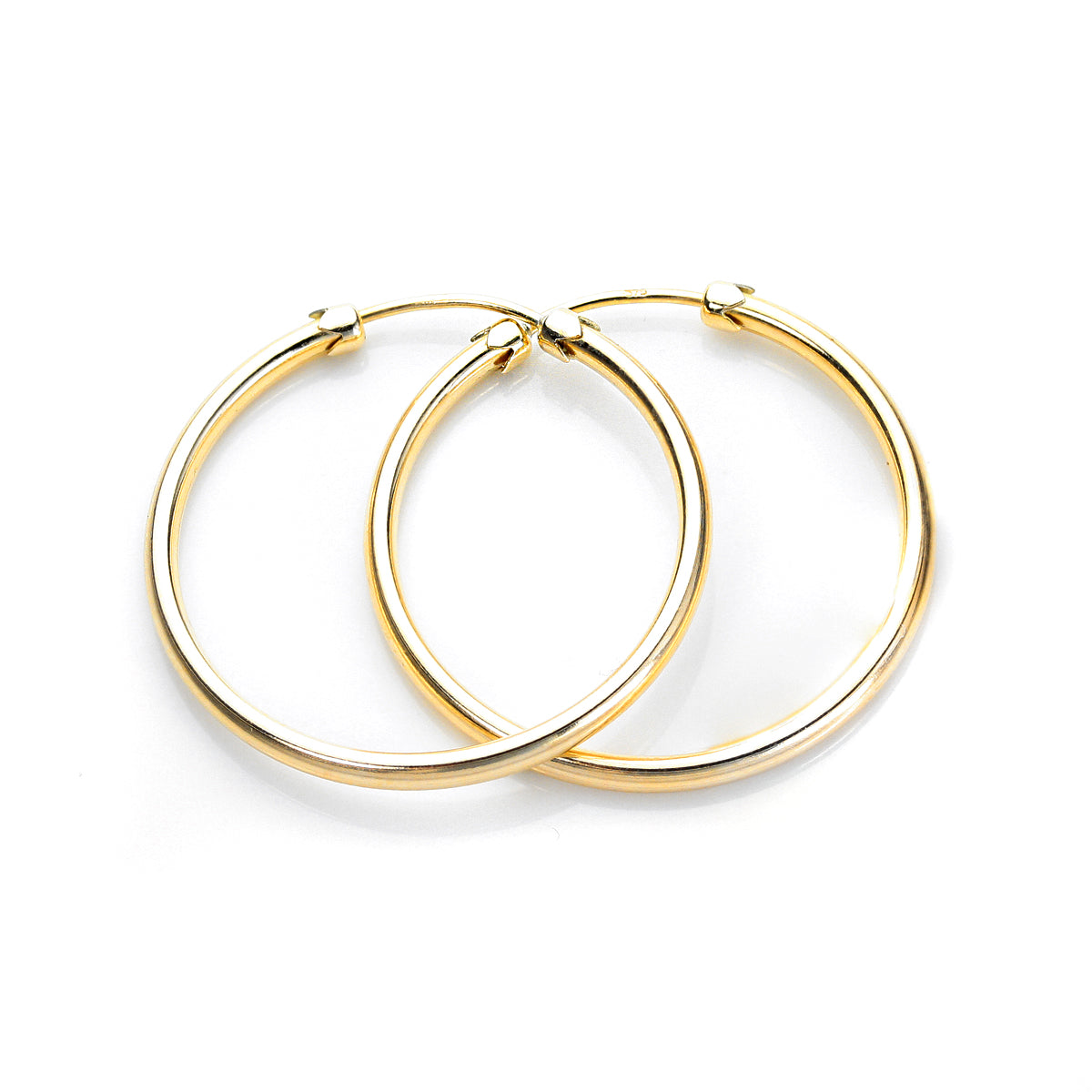 Einfache Ohrringe aus 9 Karat Gelbgold mit Kappe 18 mm - 32 mm