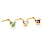 9 Karat Gelbgold Kristall 2.75 mm Runder Nasenstecker