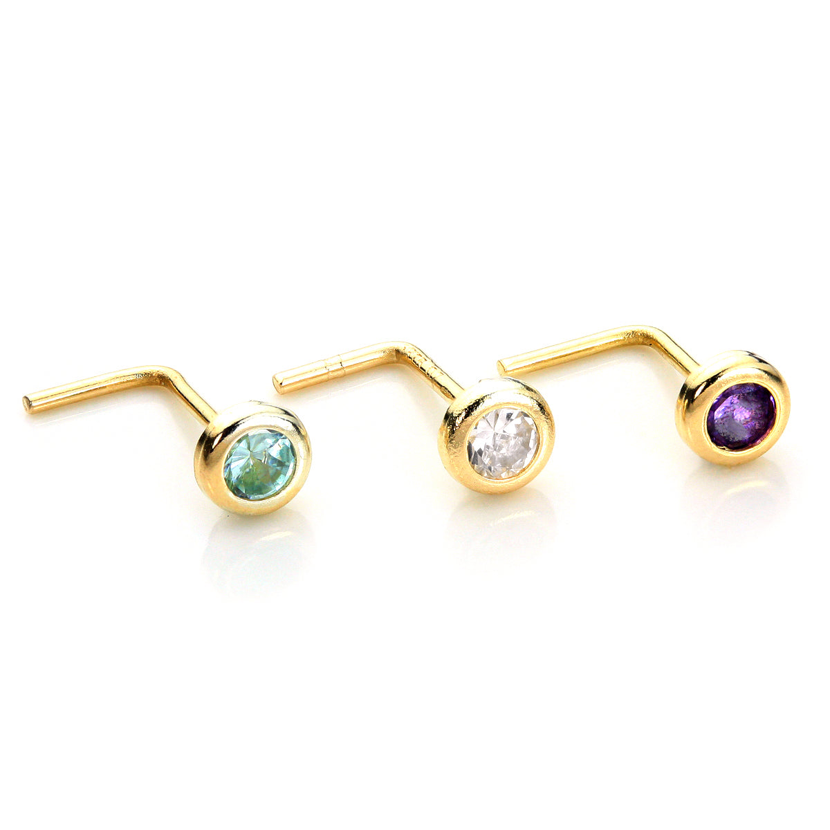 9ct Gelbgold Kristall 2.75mm Runder Nasenstecker