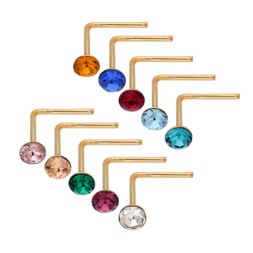 9 Karat Gelbgold Kristall 2 mm Nasenstecker