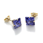 Quadratische Ohrstecker aus 9 Karat Gelbgold mit Zirkonia, 6 mm