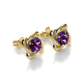 9 Karat Gelbgold Amethyst 5 mm Rund Ohrstecker