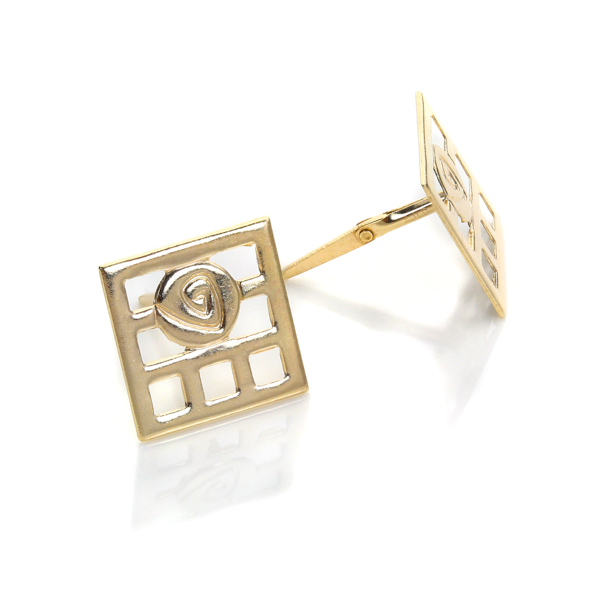Andralok 9 Karat Gelbgold Quadratisch Mackintosh Ohrstecker