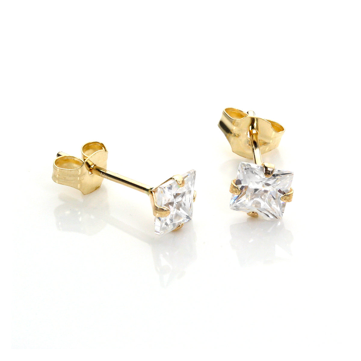 9ct Gelbgold Weiß CZ Martini Ohrstecker mit Klauenpassung