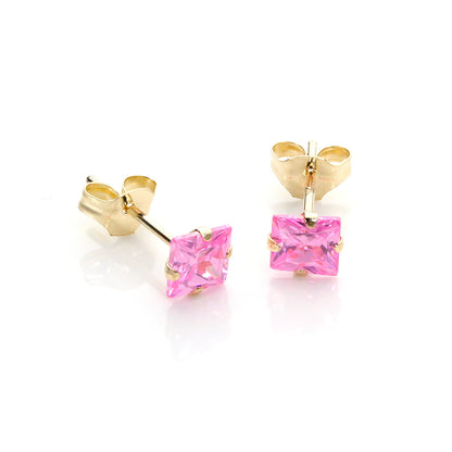 9ct Gelbgold Weiß CZ Martini Ohrstecker mit Klauenpassung