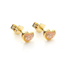 9 Karat Gelbgold Emaille & Glitzer Herz Ohrstecker 