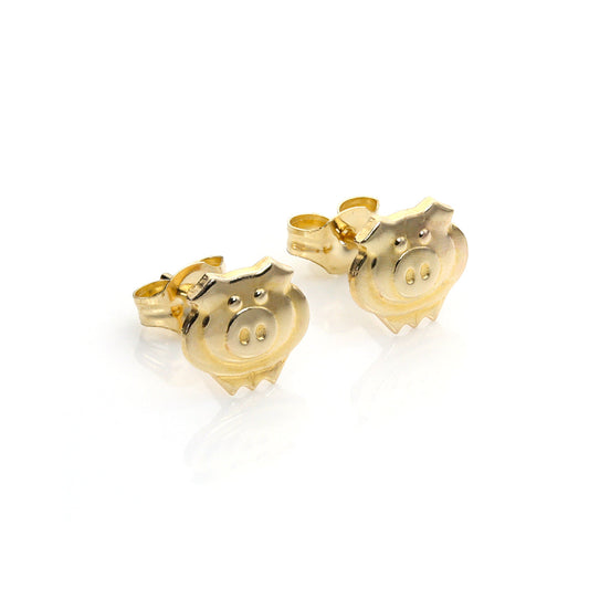9 Karat Gold Hübsch Schwein Ohrstecker 