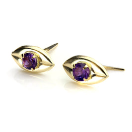 9 Karat Gold Amethyst Kaffeebohne Oval Andralok Ohrstecker