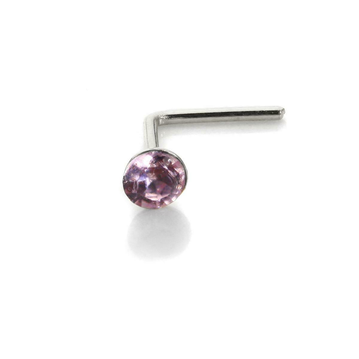 Sterlingsilber 2,8 mm runder CZ Kristall Nasenstecker L Pin