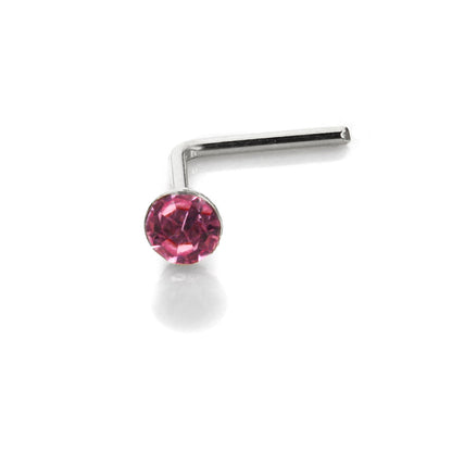 Sterling Silber 2,8mm runder CZ Kristall Nasenstecker L Pin