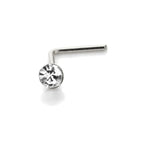 Sterlingsilber 2,8 mm runder CZ Kristall Nasenstecker L Pin