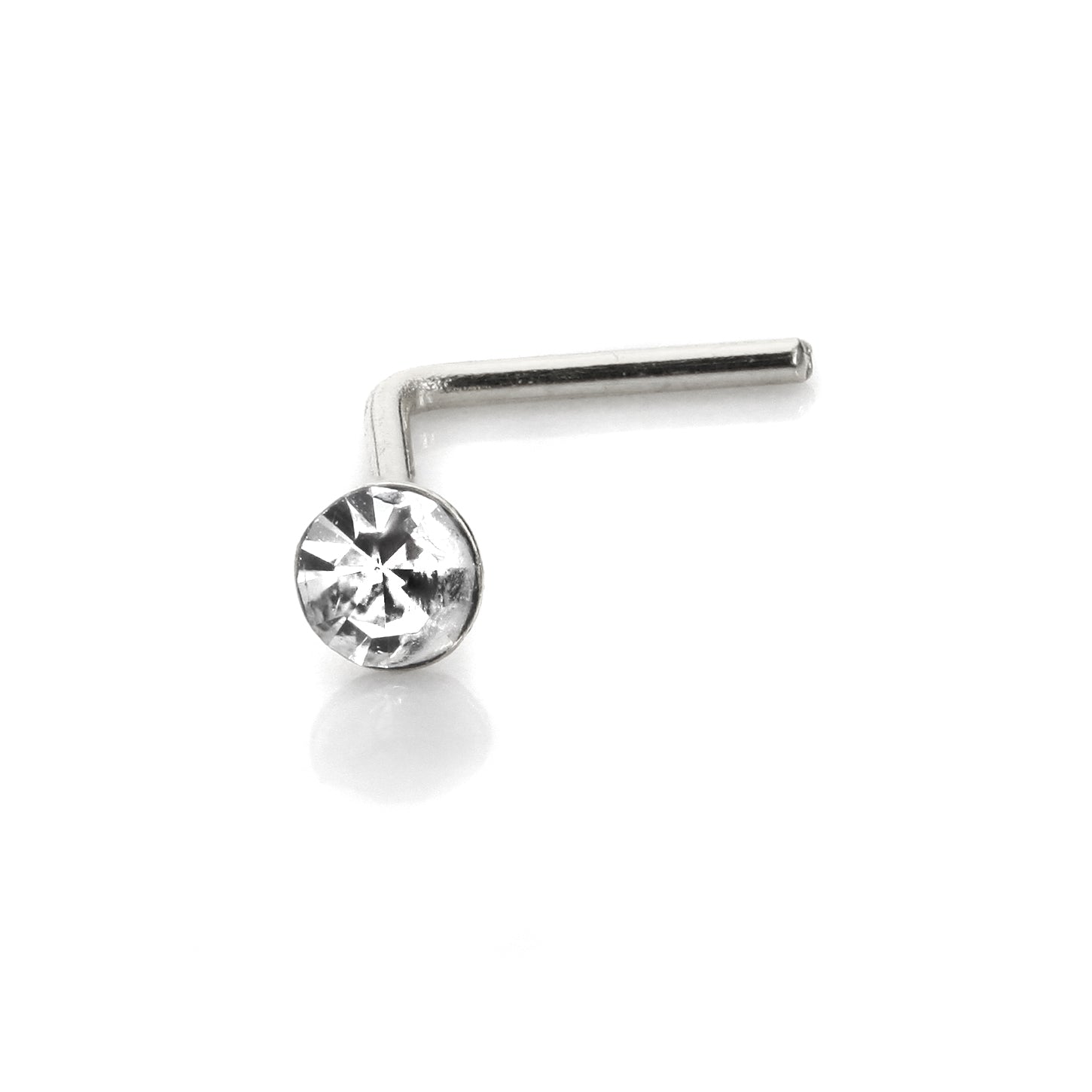 Sterlingsilber 2,8 mm runder CZ Kristall Nasenstecker L Pin