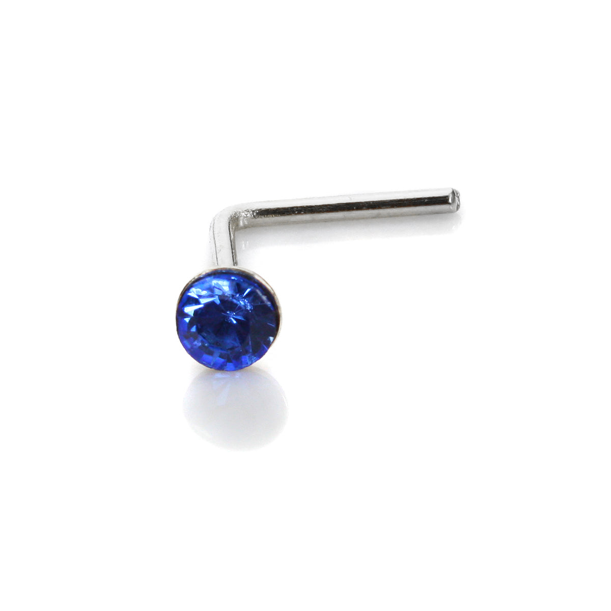 Sterlingsilber 2,8 mm runder CZ Kristall Nasenstecker L Pin