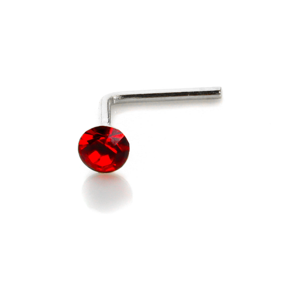 Sterlingsilber 2,8 mm runder CZ Kristall Nasenstecker L Pin