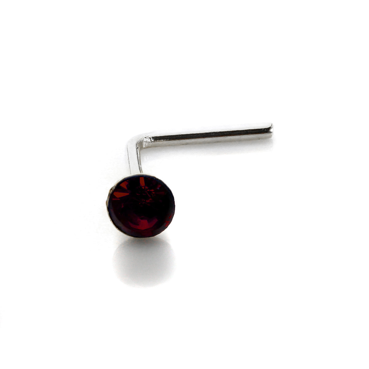 Sterlingsilber 2,8 mm runder CZ Kristall Nasenstecker L Pin