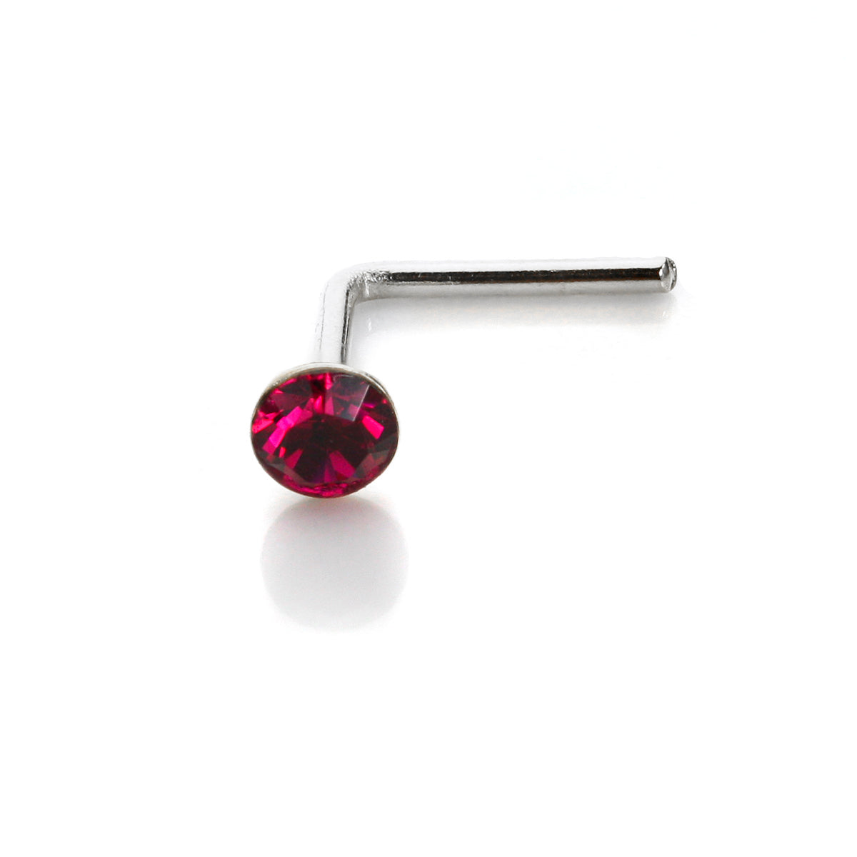 Sterlingsilber 2,8 mm runder CZ Kristall Nasenstecker L Pin